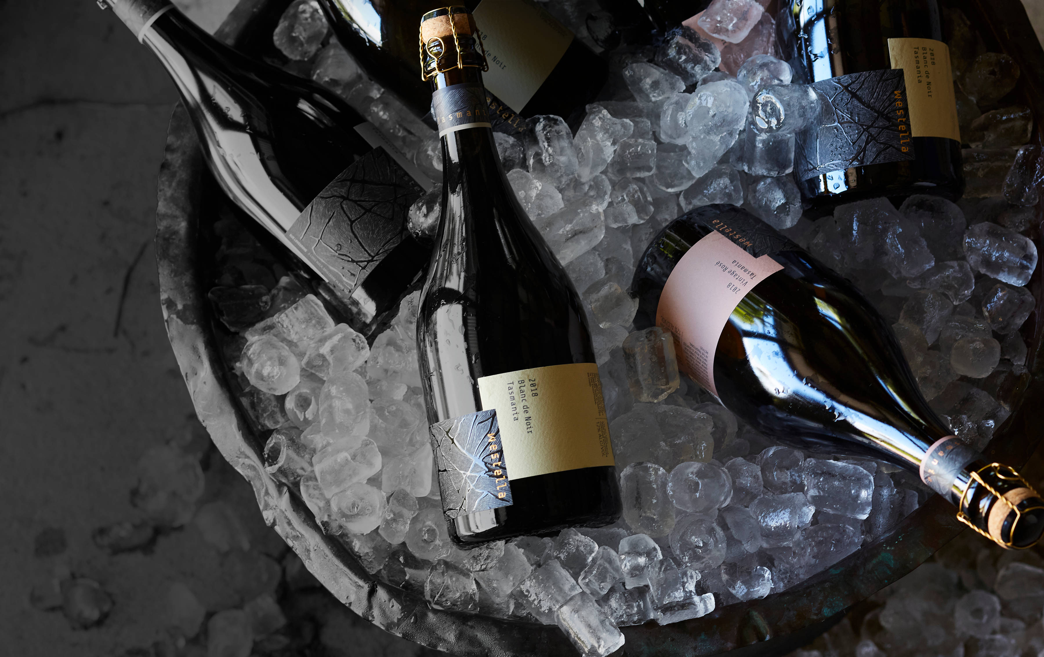 Bottles of Westella’s sparkling wines, Vintage Ros&ecute; and Blanc de Noir, in an ice bucket. Photo: Renee Hodskiss.